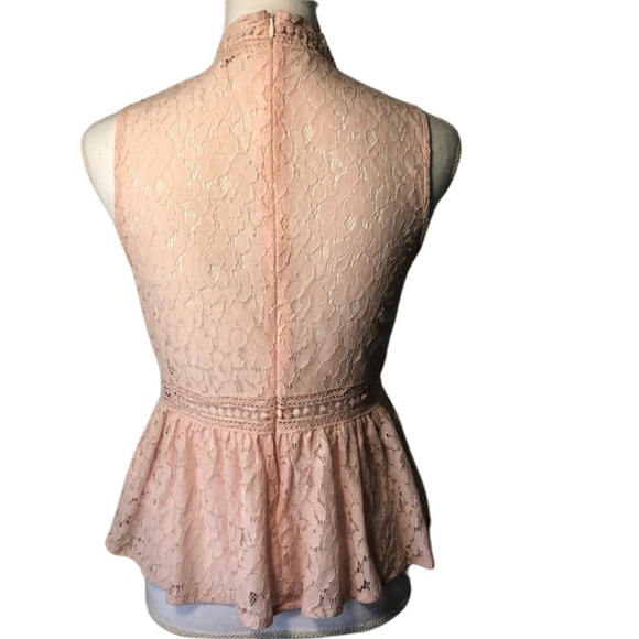 After Market Lace Peplum Sleveless Blouse Baby Pink Size Small - Picture 6 of 6
